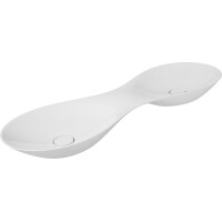 VIGOUR Vogue Doppel-Aufsatzschale 130cm mit Ablaufabdeckung Mineralguss mit Protect Plus Beschichtung, weiß