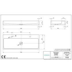 VIGOUR White Doppel-Aufsatzwaschtisch 120 cm x 48 cm mit...