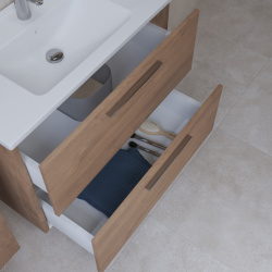 Badezimmerset VitrA Mia Waschtisch 80cm  mit Unterschrank und LED-Wandspiegel