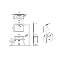 Badezimmerset VitrA Mia Waschtisch 80cm  mit Unterschrank und LED-Wandspiegel