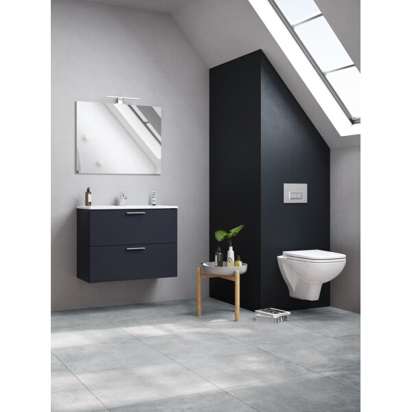 Badezimmerset VitrA Mia Waschtisch 80cm mit Unterschrank Anthrazit und LED-Wandspiegel