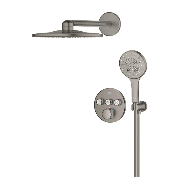 GROHE Grohtherm SmartControl Duschsystem Unterputz mit Rainshower SmartActive 310, hard graphite gebürstet