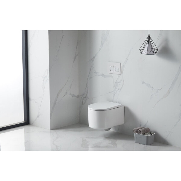 SAT Wand-WC mit Tornado-Spülung und WC-Sitz mit SoftClose, glänzend weiß