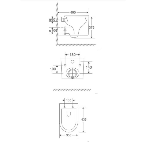 SAT Wand-WC mit Tornado-Spülung und WC-Sitz mit SoftClose, glänzend weiß
