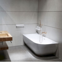 Swiss Aqua Technologies Eckbadewanne aus Gussmarmor 175 x 82