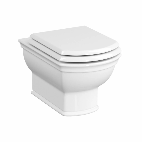 VitrA VALARTE Wand-WC spülrandlos mit SoftClose WC-Sitz & Waschtisch 80 cm mit Langsäule, weiß