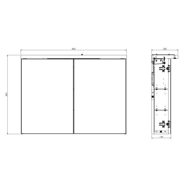Naturel Stilla Spiegelschrank mit LED-Beleuchtung 80 x 60 cm, weiß/holz