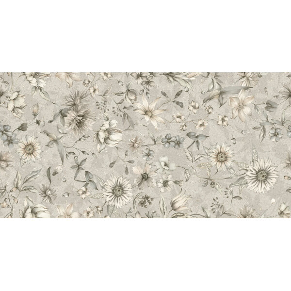 Kenzo Elfenbein Frühling Fliesen 3x (60 x 120 cm) 2,16 m² Blumenmuster matt
