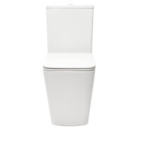 SAT Infinitio Stand-Kombi-WC-Set Square Abgang senkrecht spülrandlos Wasseranschluss von unten WC-Sitz mit SoftClose, weiß