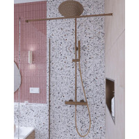 SAT Duschsystem Aurum mit Thermostatbatterie Kopfbrause ?25 cm, rosegold gebürstet