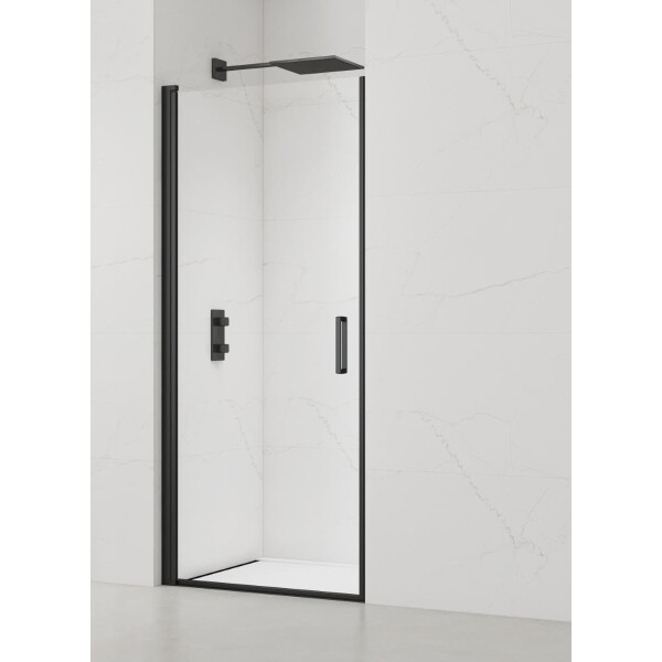 Swiss Aqua Technologies Fusion Nischentür Duschtür Walk-In 90 cm, Schwarz