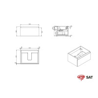 SAT B-WAY Badezimmerschrank 59x30x45 cm Eiche-Optik / Wei&sz