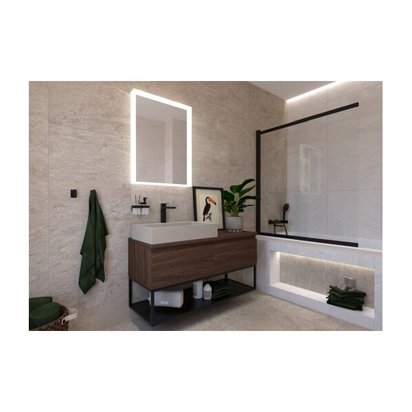 SAT Badewannenabtrennung 2-teilig Schiebesystem 140 x 120 cm Sicherheitsglas Easy Clean