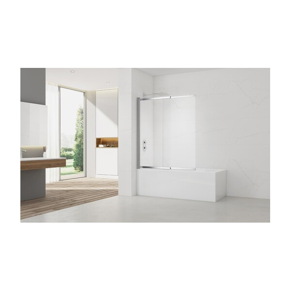 SAT Badewannenabtrennung 2-teilig Schiebesystem 140 x 120 cm Sicherheitsglas Easy Clean