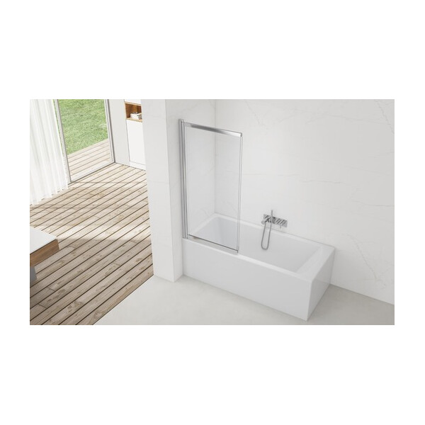 SAT Badewannenabtrennung 2-teilig Schiebesystem 140 x 120 cm Sicherheitsglas Easy Clean