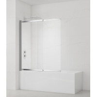 SAT Badewannenabtrennung 2-teilig Schiebesystem 140 x 120 cm Sicherheitsglas Easy Clean