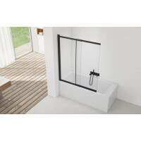 SAT Badewannenabtrennung 2-teilig Schiebesystem 140 x 120 cm Sicherheitsglas Easy Clean