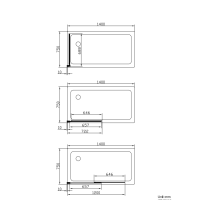 SAT Badewannenabtrennung 2-teilig Schiebesystem 140 x 120 cm Sicherheitsglas Easy Clean