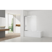 SAT Badewannenabtrennung 2-teilig Schiebesystem 140 x 120 cm Sicherheitsglas Easy Clean