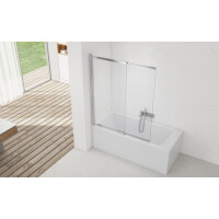 SAT Badewannenabtrennung 2-teilig Schiebesystem 140 x 120 cm Sicherheitsglas Easy Clean