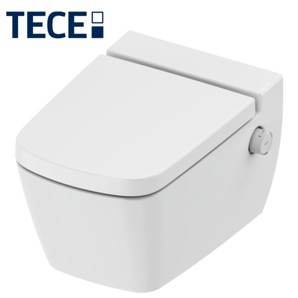 TECE One Wand-Dusch-WC spülrandlos mit Bidetfunktion Warm- und Kaltwasser WC-Sitz mit Absenkautomatik, weiß