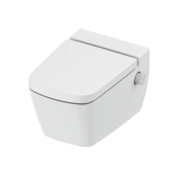 TECE One Set Wand-Dusch-WC mit Warm- und Kaltwasser, WC-Sitz mit Absenkautomatik, Vorwandelement und Drückerplatte, weiß