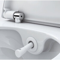 TECE One Set Wand-Dusch-WC mit Warm- und Kaltwasser, WC-Sitz mit Absenkautomatik, Vorwandelement und Drückerplatte, weiß