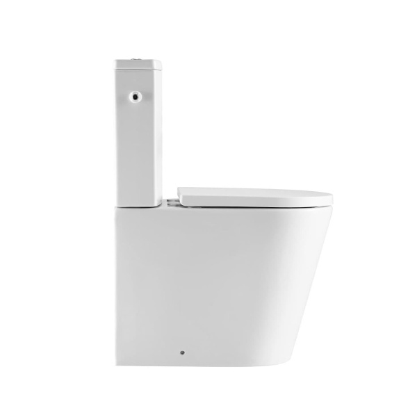 SAT FINE Stand-Kombi-WC-Set Abgang senkrecht spülrandlos Wasseranschluss links/rechts mit SoftClose WC-Sitz, weiß