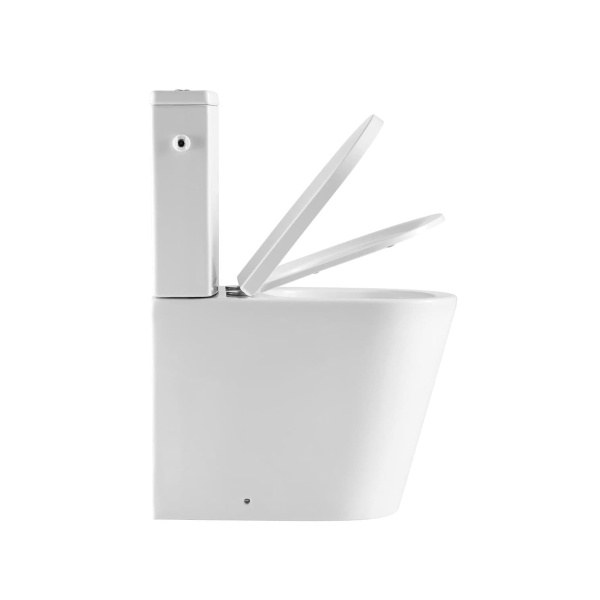 SAT FINE Stand-Kombi-WC-Set Abgang senkrecht spülrandlos Wasseranschluss links/rechts mit SoftClose WC-Sitz, weiß