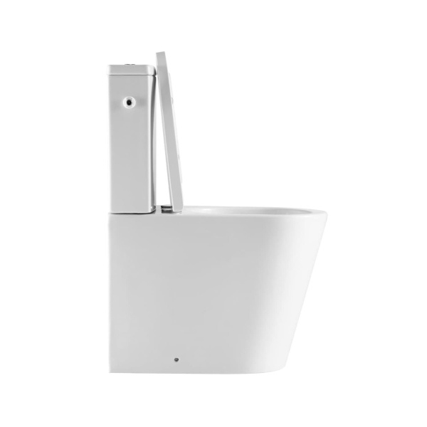 SAT FINE Stand-Kombi-WC-Set Abgang senkrecht spülrandlos Wasseranschluss links/rechts mit SoftClose WC-Sitz, weiß