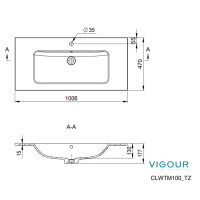 VIGOUR clivia Möbelwaschtisch Mineralguss 100 x 47 cm, weiß