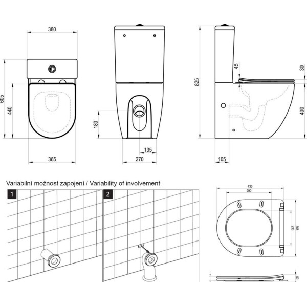 RAVAK Optima Stand-Kombi-WC WC-Sitz mit Absenkautomatik Geberit Spülmechanismus, weiß