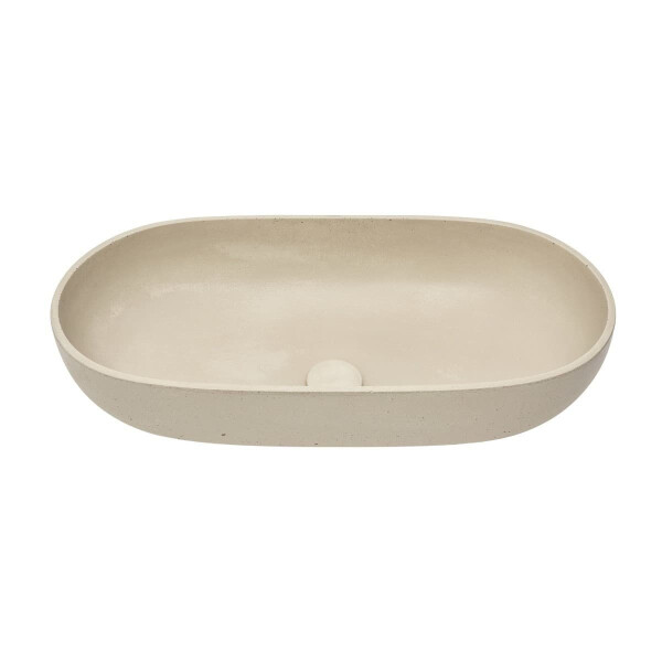 SAT Cemento Aufsatzwaschbecken 65x35 cm sandmatt Beton ohne Hahnloch und Überlauf, Sand