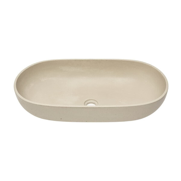 SAT Cemento Aufsatzwaschbecken 65x35 cm sandmatt Beton ohne Hahnloch und Überlauf, Sand