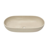 SAT Cemento Aufsatzwaschbecken 65x35 cm sandmatt Beton ohne Hahnloch und Überlauf, Sand