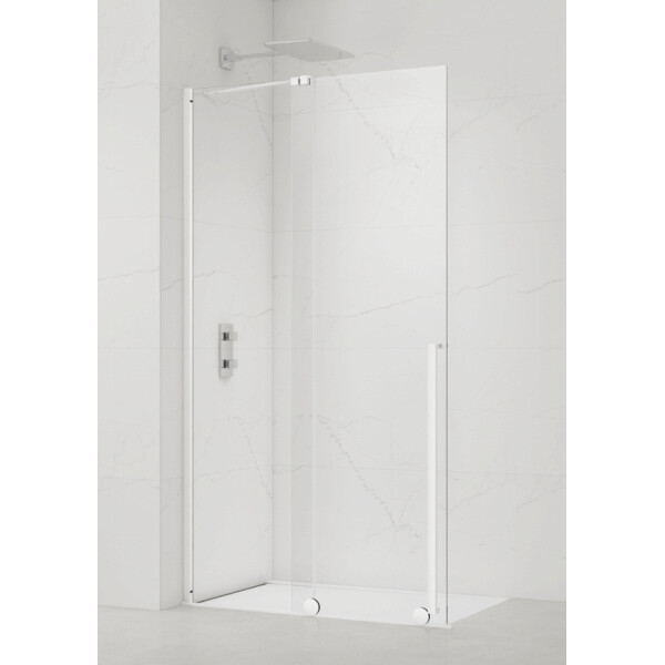 SAT Xmotion Walk-In Duschwand Duschabtrennung 110 cm, klares Sicherheitsglas Easy Clean, Profil weiß