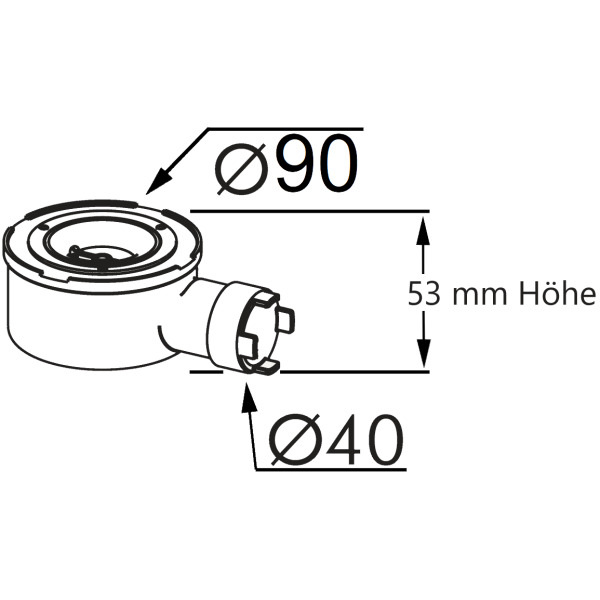 Superslim Duschwannen Siphon Ablaufgarnitur Ø90 Höhe 53 mm, ohne Farbset