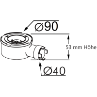 Superslim Duschwannen Siphon Ablaufgarnitur Ø90 Höhe 53 mm, ohne Farbset