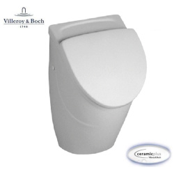 VILLEROY & BOCH O.NOVO Keramik Absaug Urinal mit CeramicPlus Beschichtung + Deckel, GEBERIT Rohbauset + Betätigungsplatte in chrom