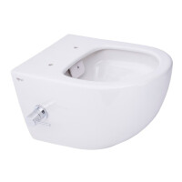 SAT Aquacare Wand-Dusch-WC spülrandlos mit SoftClose WC-Sitz, Schallschutz & GEBERIT BASIC Vorwandelement + DELTA25 Betätigungsplatte, verschiedene Farben