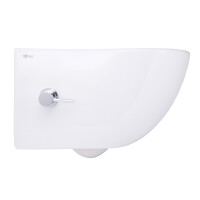 SAT Aquacare Wand-Dusch-WC spülrandlos mit SoftClose WC-Sitz, Schallschutz & GEBERIT BASIC Vorwandelement + DELTA25 Betätigungsplatte, verschiedene Farben