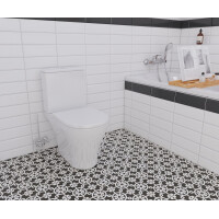 SAT Brevis WC-Kombination komplett Stand-WC mit Softclose spülrandlos und variabler Abgang, weiß