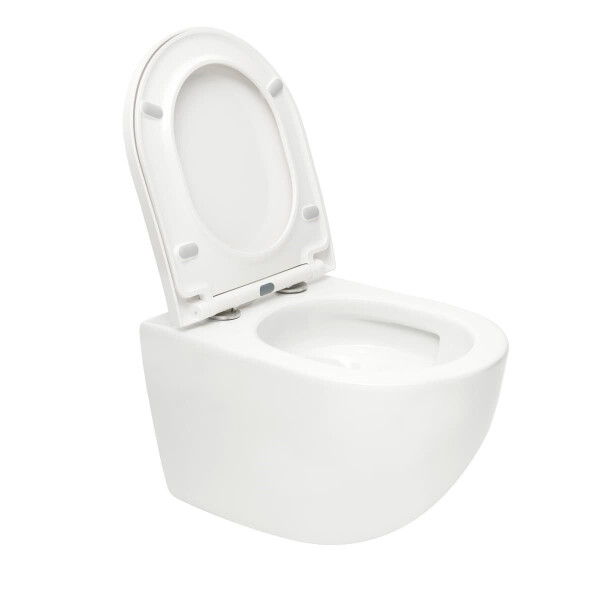 SAT Fusion Wand-WC spülrandlos Tornado Spülung Whirlflush wassersparend leise mit Softclose WC-Sitz, weiß