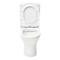 SAT Brevis Stand-Kombi-WC-Set spülrandlos mit erhöhter Sitzfläche 48 cm WC-Sitz SoftClose inkl. flexiblem Anschlussrohr