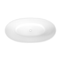SAT Freistehende Badewanne aus Gussmarmor 167x82,3 cm Siphon und Füße, weiß