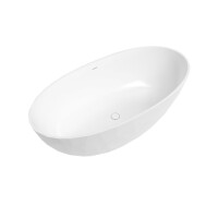 SAT Freistehende Badewanne aus Gussmarmor 167x82,3 cm Siphon und Füße, weiß