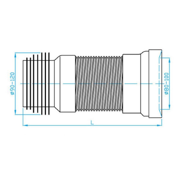 Flexibles WC-Anschlussrohr Anschlussbogen Multi DN110, 275–550 mm, weißes Kunststoff-Flexrohr für Toiletten