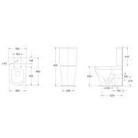 SAT Brevis Stand-Kombi-WC-Set spülrandlos mit erhöhter Sitzfläche 49 cm SoftClose WC-Sitz inkl. flexiblem Anschlussrohr, weiß