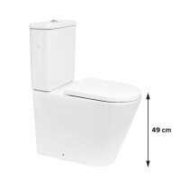 SAT Brevis Stand-Kombi-WC-Set spülrandlos mit erhöhter Sitzfläche 49 cm SoftClose WC-Sitz inkl. flexiblem Anschlussrohr, weiß
