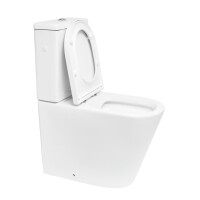 SAT Brevis Stand-Kombi-WC-Set spülrandlos mit erhöhter Sitzfläche 49 cm SoftClose WC-Sitz inkl. flexiblem Anschlussrohr, weiß